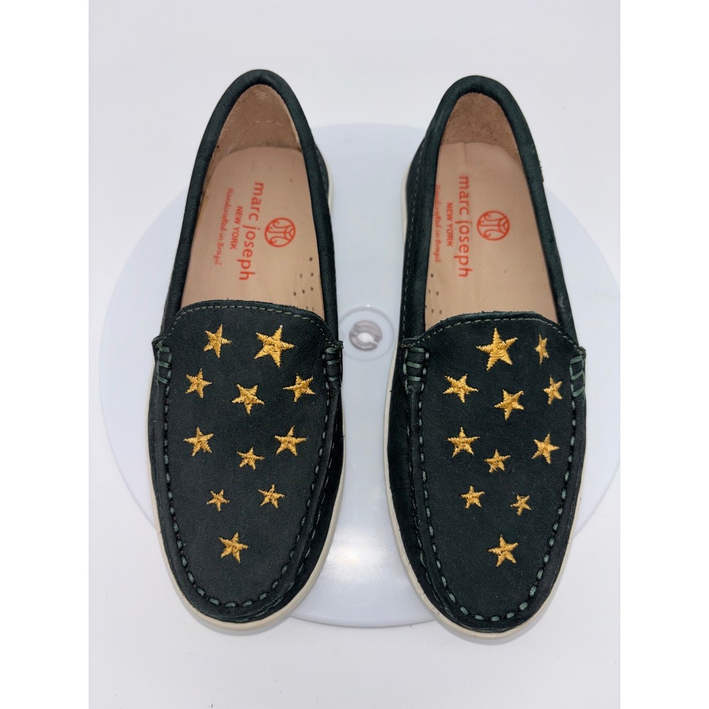 MARC JOSEPH New York Kids‎ Suede Loafer Shoe Dark Green Star Leather 12 NEW